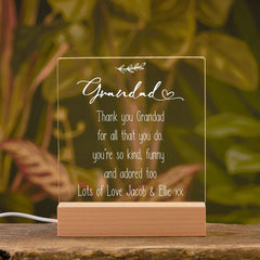 Personalised Grandad Sentiment LED Night Lamp Keepsake