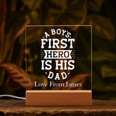 Personalised A Boys First Hero is His Dad LED Lamp Gift from Son