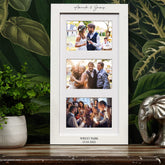 Personalised White Wooden Wedding Triple Photo 6 x 4 Frame Gift Portrait