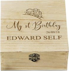 Personalised 1st Birthday Baby Boy Wooden Keepsake Box Gift Engraved