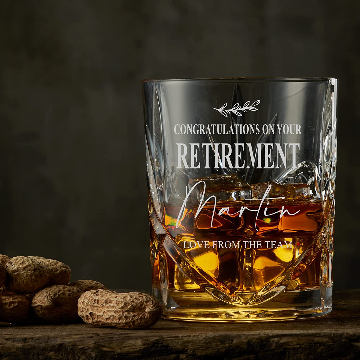 Engraved Retirement Crystal Cut Whiskey Glass Gift Personalised Whiskey Glass ukgiftstoreonline