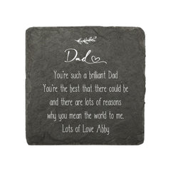 Personalised Dad Sentiment Gift Slate Stone Drink Coaster