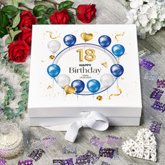 ukgiftstoreonline 18th Birthday Gift Personalised Keepsake Memory Box With Blue Balloons