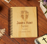 Personalised Baptism Photo Album Floral Cross Engraved