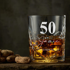 Engraved Personalised 50th Birthday Crystal Cut Whiskey Glass