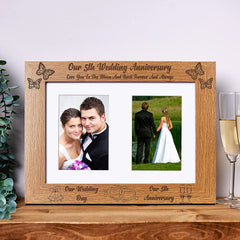 Personalised 5th Anniversary Wooden Double Photo Frame Gift C28-A4-24