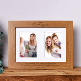 Personalised Mummy Double Photo Picture Frame With Leaf Portrait