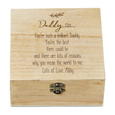 Personalised Daddy Sentiment Wooden Keepsake Box Gift Engraved