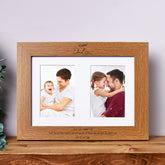 Personalised Dad Double Photo Picture Frame With Leaf Portrait
