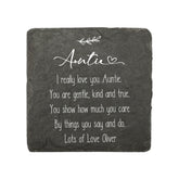Personalised Auntie Sentiment Gift Slate Stone Drink Coaster