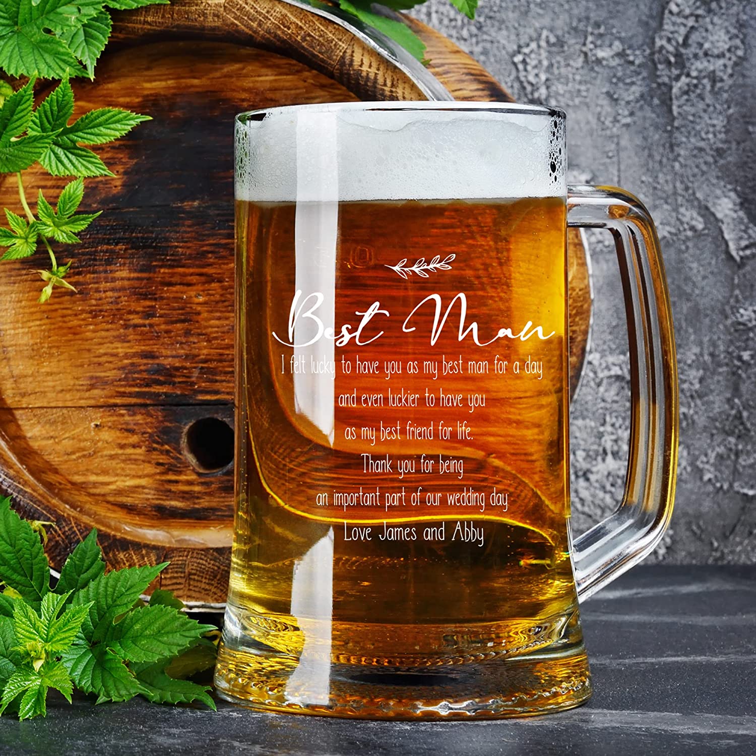 ukgiftstoreonline Personalised Best Man Pint Glass Beer Tankard Gift in Silk Lined Box personalised beer glasses ukgiftstoreonline