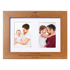 Personalised Dad Double Photo Picture Frame With Leaf Portrait