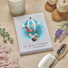 Personalised Baby Record Book Keepsake Milestone Journal Balloon Design
