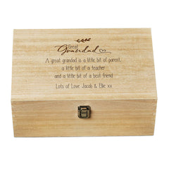 Personalised Large Wooden Great Grandad Sentiment Memory Keepsake Gift