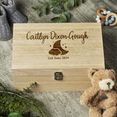 Personalised Large Wooden Baby Memory Keepsake Box Moon & Stars Design