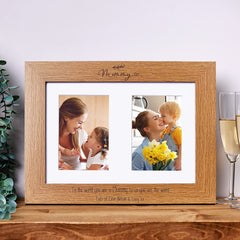 Personalised Mummy Wooden Double Photo Frame Gift Portrait