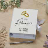 Personalised Wedding Planner Engagement Gift With Ribbon Gold Rings Design