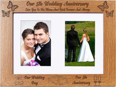 Personalised 5th Anniversary Wooden Double Photo Frame Gift C28-A4-24