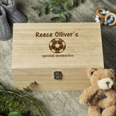 Personalised Large Wooden Memory Keepsake Box Football Design