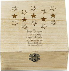 Personalised Baby Wooden Keepsake Box Tiny Fingers Sentiment SHB-131