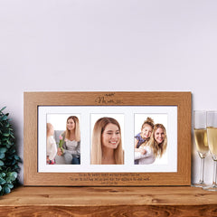 Personalised Mum Sentiment Wooden Triple Photo Frame Engraved