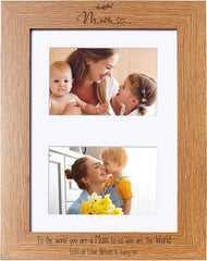 Personalised Mum Wooden Double Photo Frame Gift Landscape