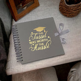 Graduation Memories With Tassel Grey Guest Book or Scrapbook Album Gold Print