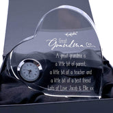 Engraved Personalised Great Grandma Crystal Glass Clock With Sentiment Personalised Gift Clocks ukgiftstoreonline