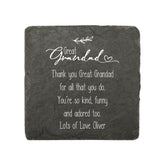 Personalised Great Grandad Sentiment Gift Slate Stone Drink Coaster