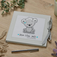 ukgiftstoreonline Personalised Baby Boy Keepsake Memories Record Book With Teddy
