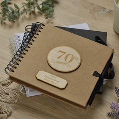 Personalised 70th Birthday Scrapbook Photo album Wooden Engraving Choice Of Colours