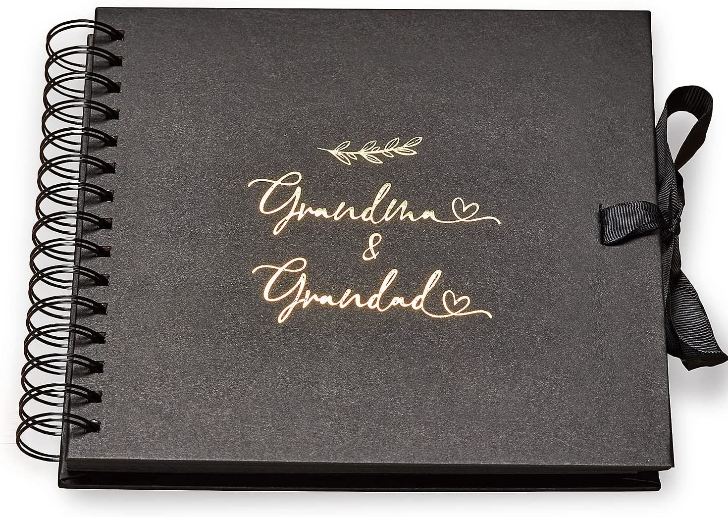 Grandma and Grandad Black Scrapbook Photo album With Gold Script Leaf Design Black Scrapbook Photo album With Gold Script Leaf Design Scrapbook ukgiftstoreonline