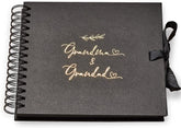Grandma and Grandad Black Scrapbook Photo album With Gold Script Leaf Design Black Scrapbook Photo album With Gold Script Leaf Design