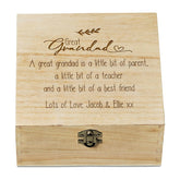 Personalised Great Grandad Sentiment Wooden Keepsake Box Gift Engraved