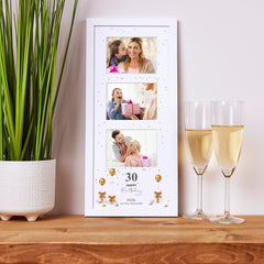 Personalised 30th Birthday Triple Photo Frame Keepsake With Presents