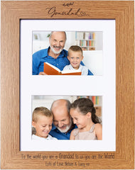 Personalised Grandad Wooden Double Photo Frame Gift Landscape