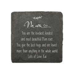 Personalised Mum Sentiment Gift Slate Stone Drink Coaster