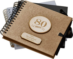 Personalised 80th Birthday Scrapbook Photo album Wooden Engraving Choice Of Colours