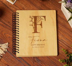 Personalised Natural Floral Alphabet and Sentiment Photo Album Engraved