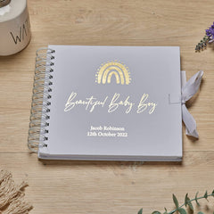 Personalised Baby Boy Rainbow Guest Book, Photo Album or Scrapbook