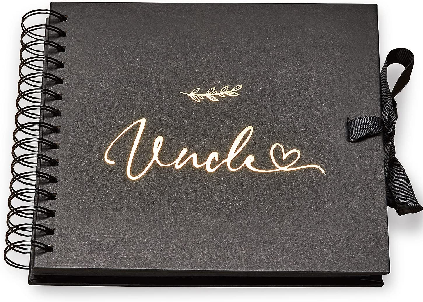 Uncle Black Scrapbook Photo album With Gold Script Leaf Design Scrapbook ukgiftstoreonline