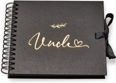 Uncle Black Scrapbook Photo album With Gold Script Leaf Design