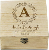 Personalised Baby Keepsake Memory Box Alphabet With Birth Details