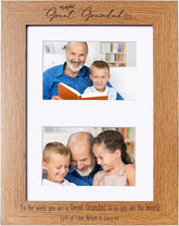 Personalised Great Grandad Wooden Double Photo Frame Gift Landscape