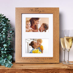 Personalised Mummy Wooden Double Photo Frame Gift Landscape