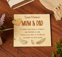 Mum & Dad Remembrance In Loving Memory Wooden Guest Book, Scrap Book or Photo Album