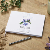 Personalised Baptism Lined Guestbook 80 Pages With Blue Cross