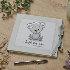 ukgiftstoreonline Personalised Baby Girl Keepsake Memories Record Book With Teddy
