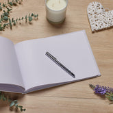 Personalised Linen Christening Guest Book Printed With Cross and Leaves