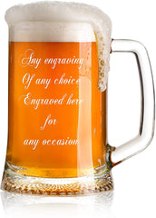 Personalised Engraved 1 Pint Glass Beer Tankard Any Occasion Calligraphy Script Birthdays Anniversaries Weddings Christmas